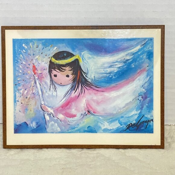 Vintage Signed Rafael Angel Ceramic Wall Art With Wooden Frame - Picture 16 of 16